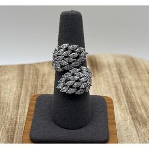 FZN Sterling Silver CZ Wing Ring Size 8.5 Marquise Cluster‎ Statement